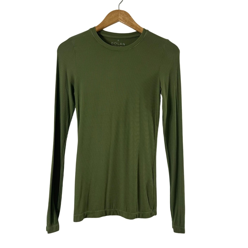 Dolan Women Green Ribbed Long Sleeve Temperature Control Under Scrub Top Size S